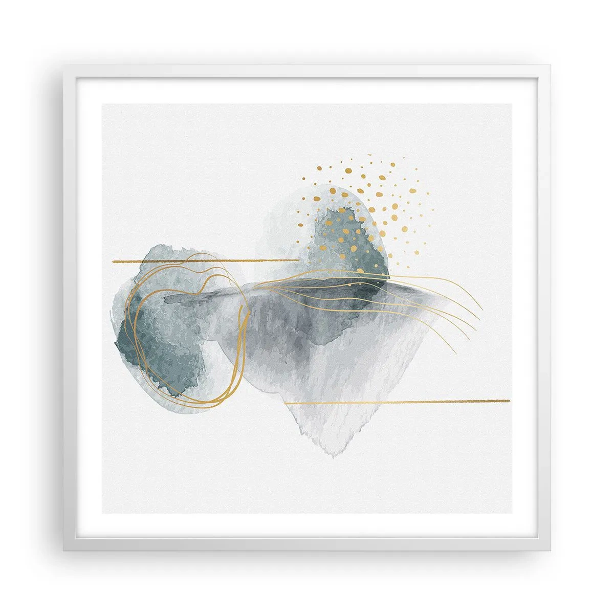 Poster în ramă albă - Despre relația dintre gri și auriu - 60x60 cm