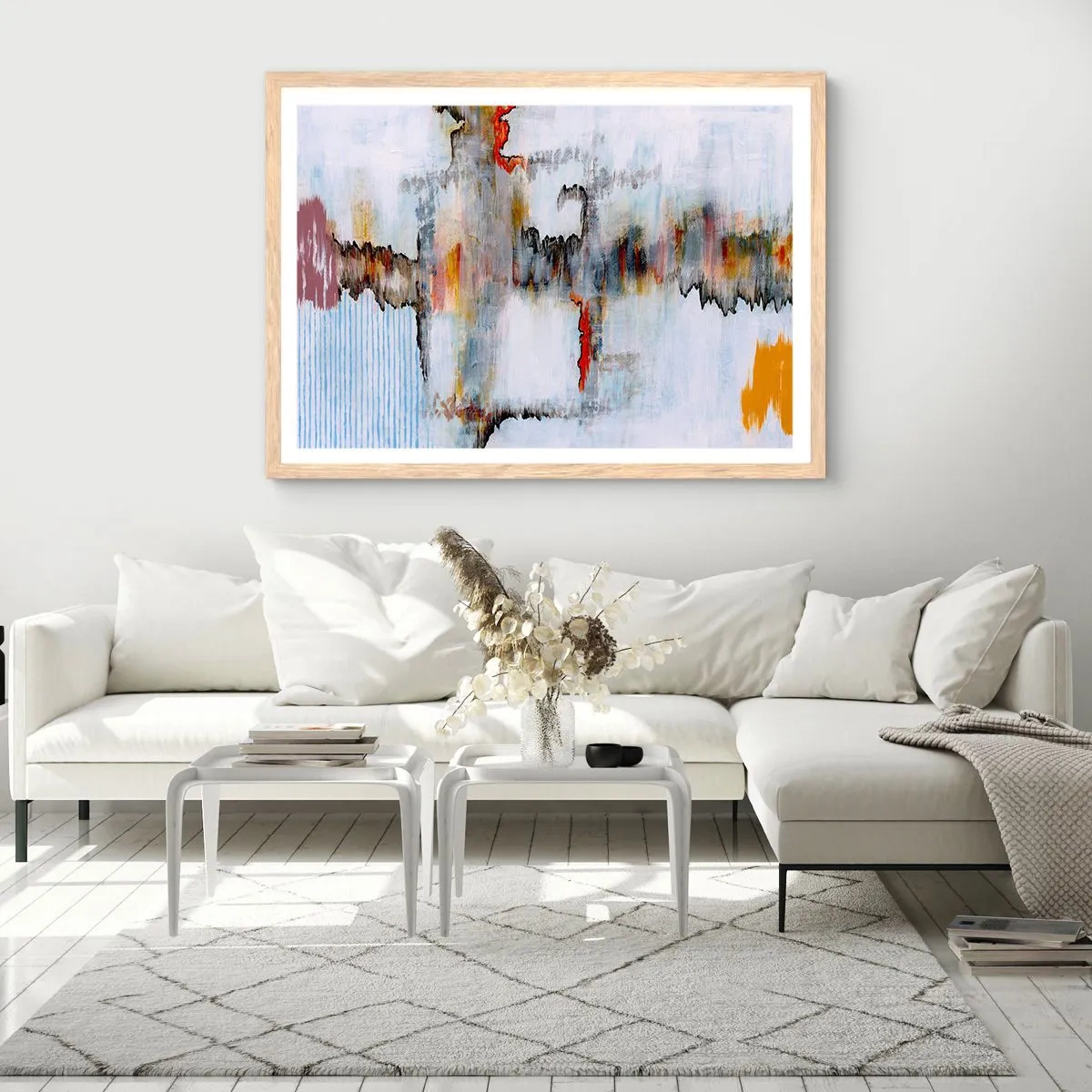 Poster în ramă de stejar deschis - Cu bățul pe apă - 91x61 cm