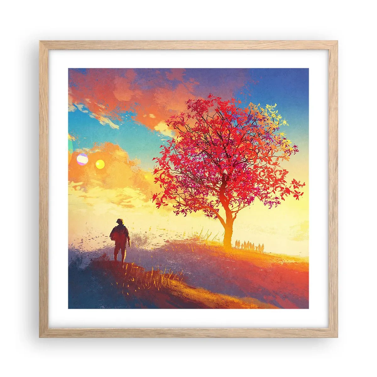 Poster în ramă de stejar deschis - Pelerin la destinație - 50x50 cm