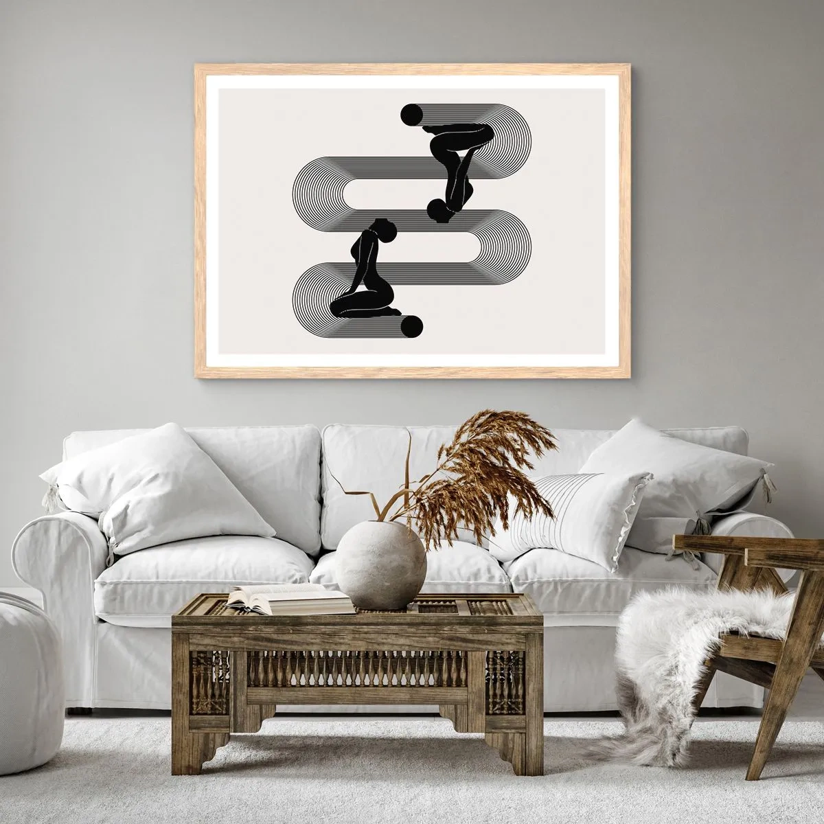Poster în ramă de stejar deschis - Simetrie senzuală - 50x40 cm