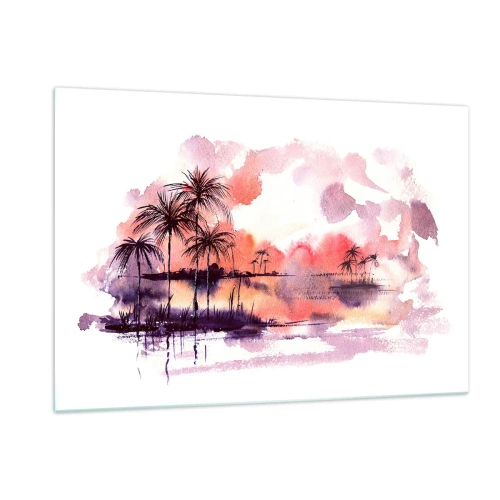 Tablou pe sticlă - Liniștea tropicelor în roșu - 120x80 cm