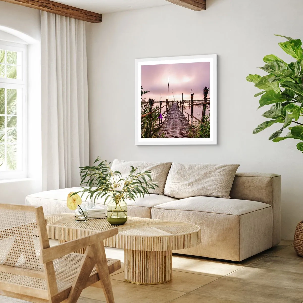 Poster în ramă albă - Pacea și liniștea Asiei - 60x60 cm