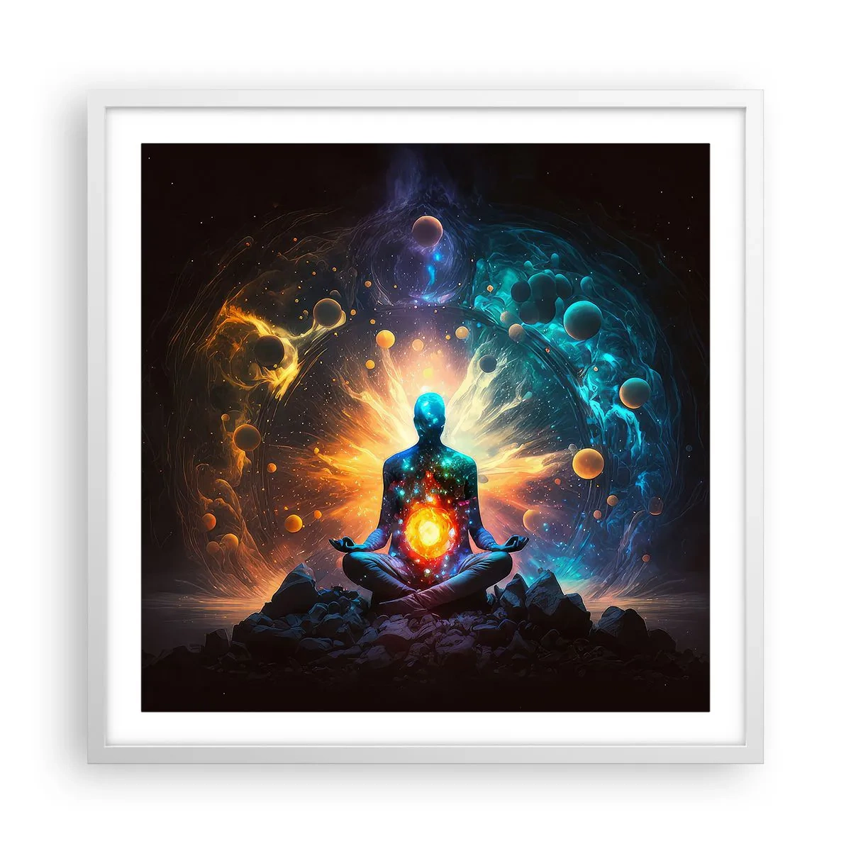 Poster în ramă albă - Liniște cosmică - 60x60 cm