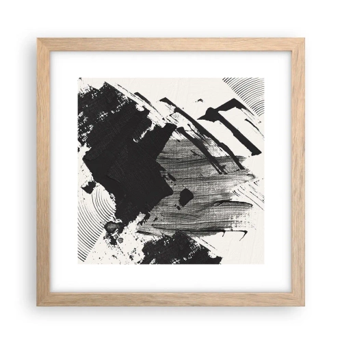 Poster în ramă de stejar deschis - Abstracție - expresie de negru - 30x30 cm