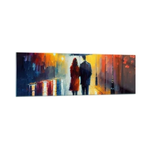 Tablou pe sticlă - Împreună - o noapte plină de culoare - 160x50 cm