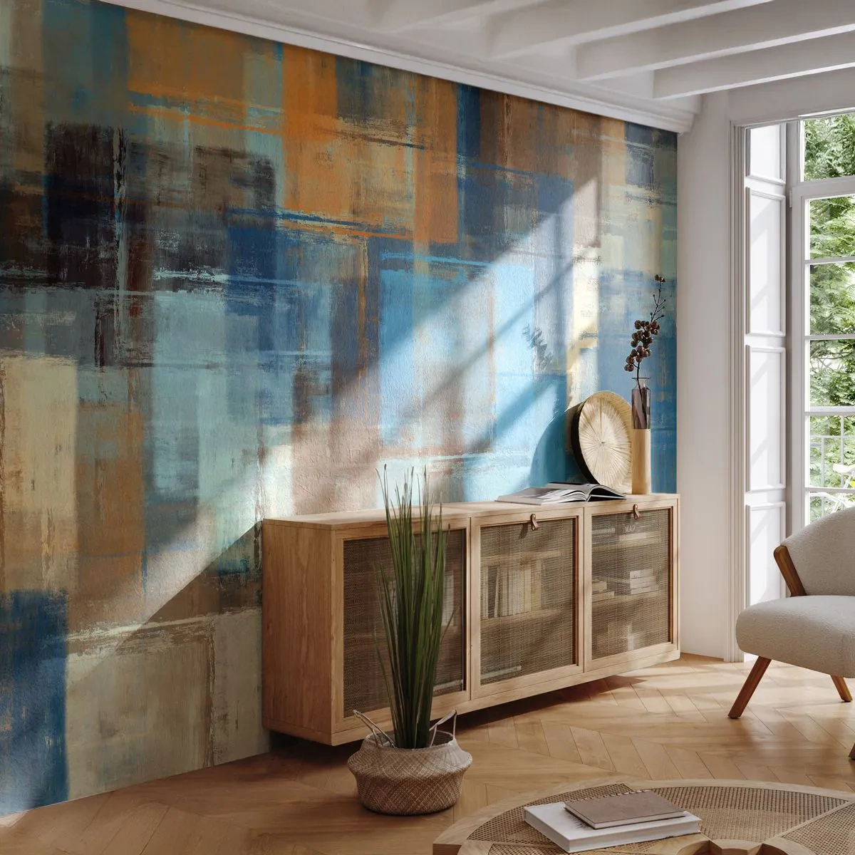 Tapet Premium Canvas - Prin valul albastru - Abstracția, Bucată, A picta - 300x210 cm