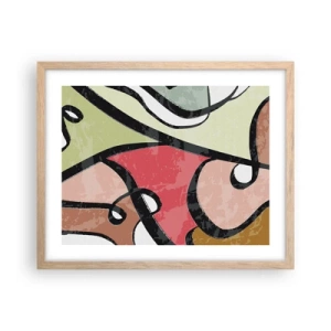 Poster în ramă de stejar deschis - Piruetă printre culori - 50x40 cm