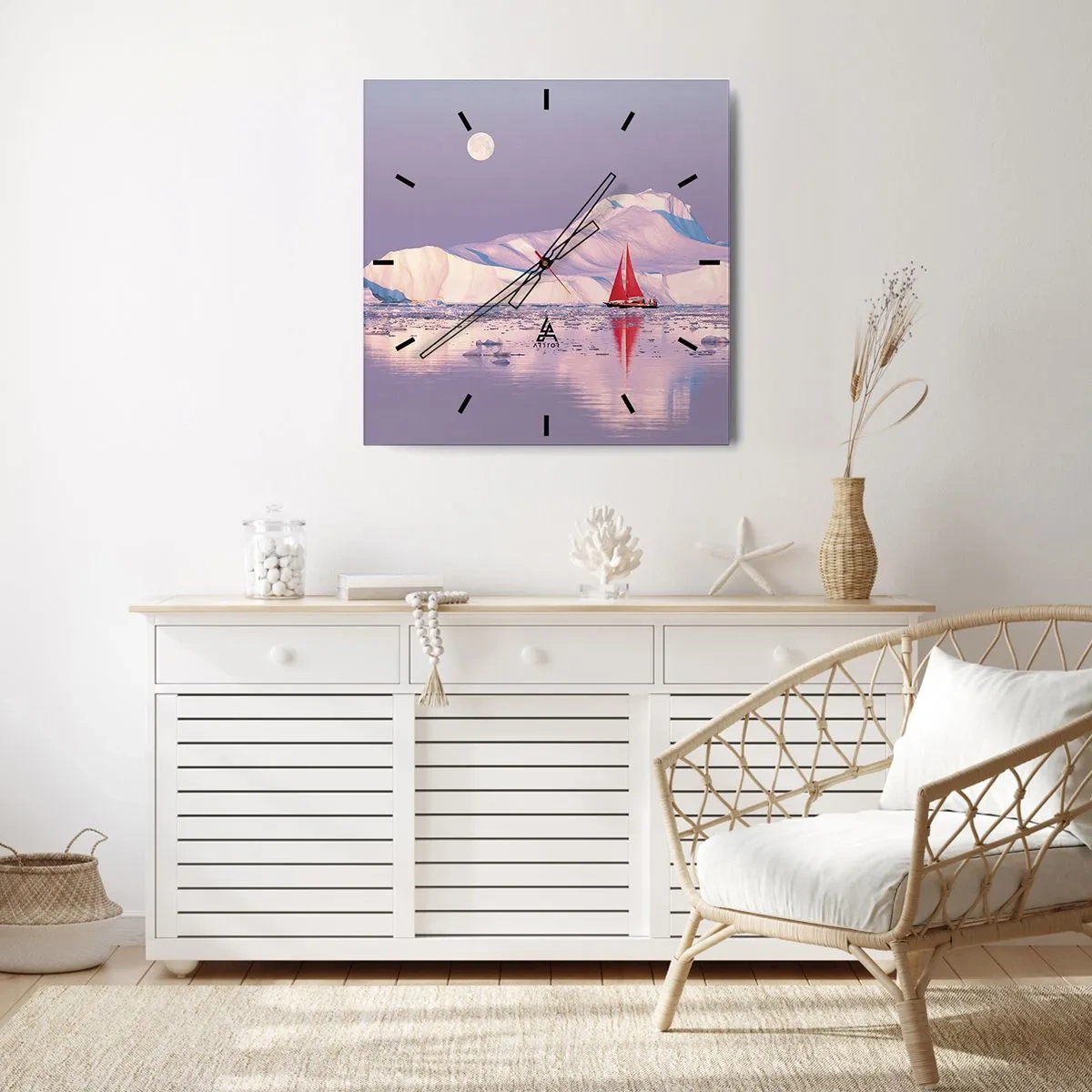 Ceas de perete - Ceas pe sticlă - Căldura pânzei, frigul gheții - 30x30 cm