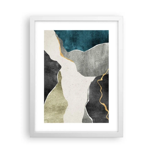 Poster în ramă albă - Compoziție mozaic cu fir de aur - 30x40 cm