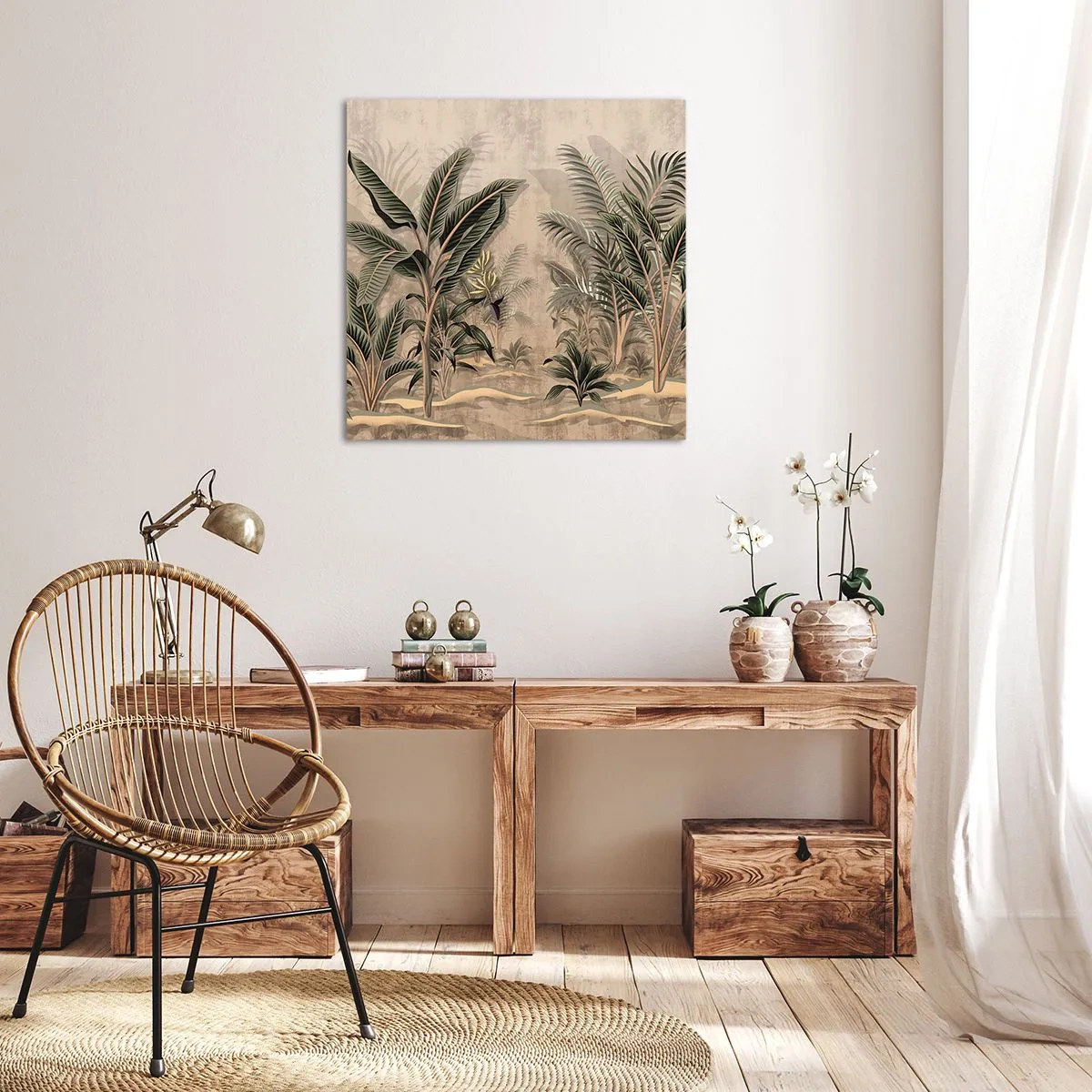 Tablou pe pânză - Gravură în stil colonial - 30x30 cm