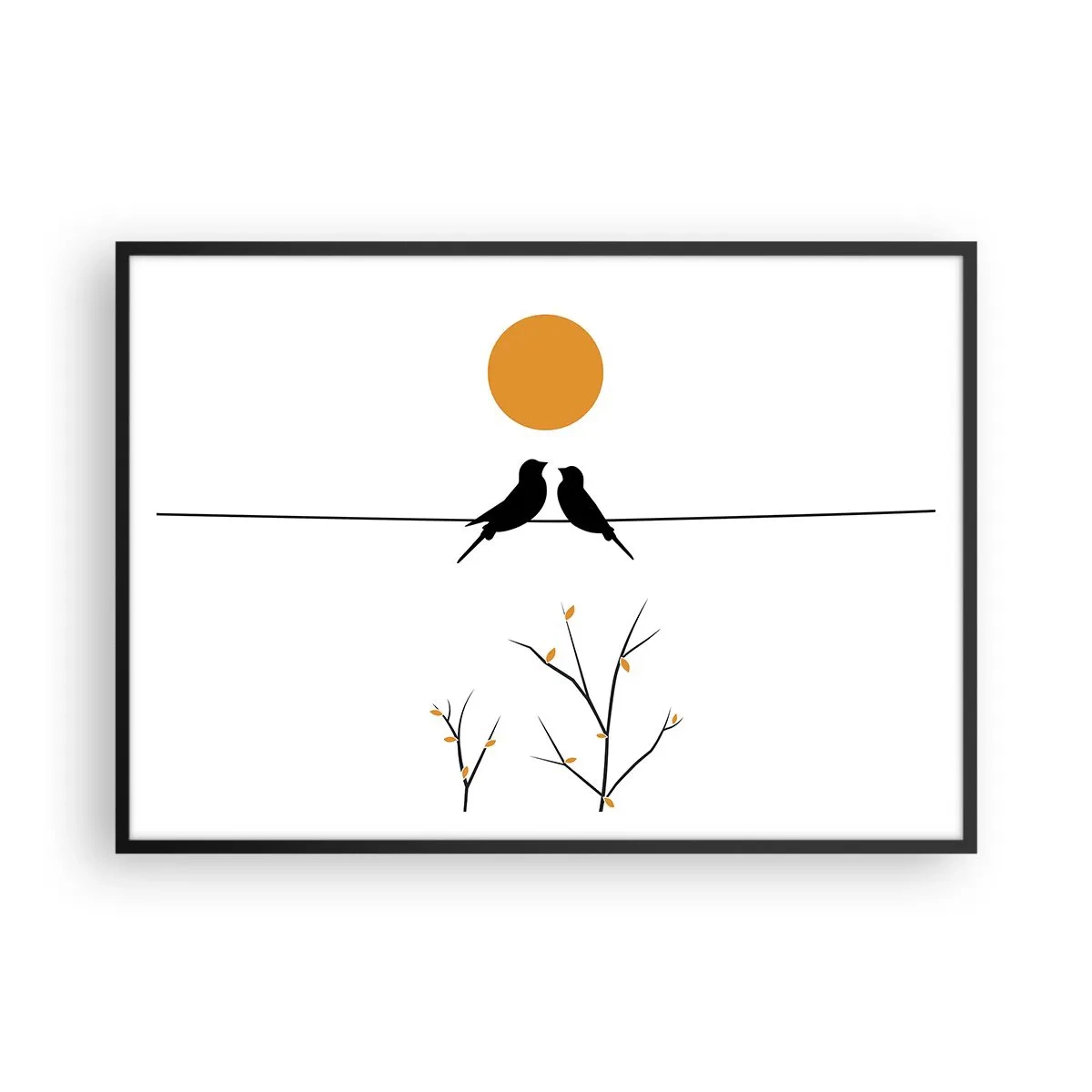 Poster în ramă neagră - Seară cu privighetori - 100x70 cm