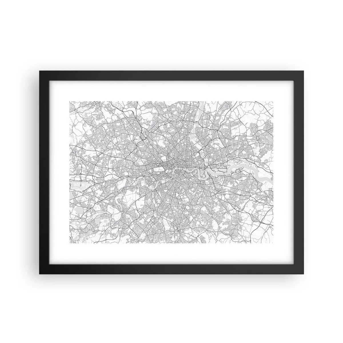 Poster în ramă neagră - Harta labirintului din Londra - 40x30 cm