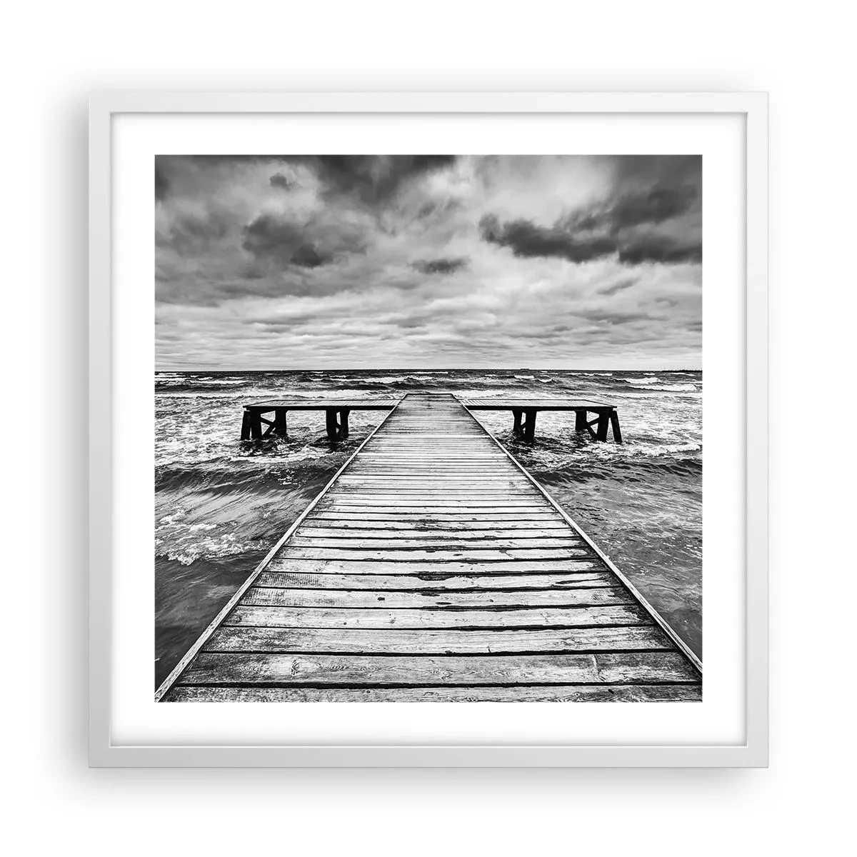 Poster în ramă albă - Aștept ca vântul să fugărească... - 50x50 cm