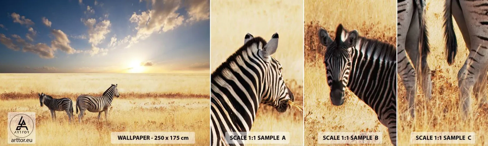 Mostră tapet autocolant Deluxe Sticker - Plecați, nu tulburați liniștea - Animale, Coaste, Safari - 100x30 cm