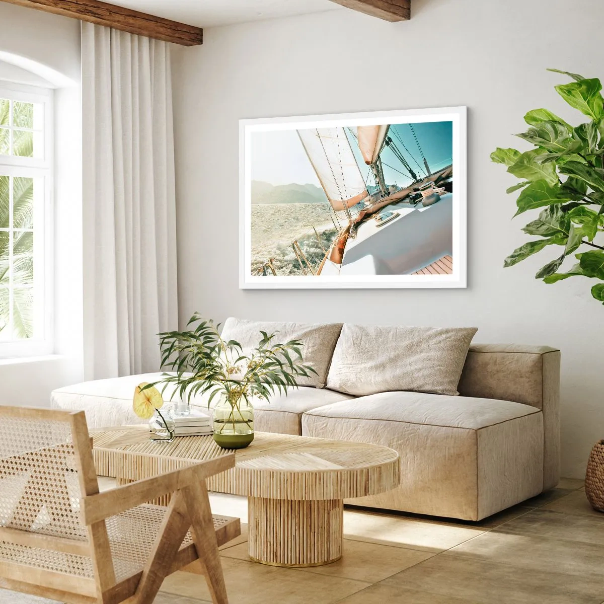 Poster în ramă albă - Pânzele umflate de vânt - 40x30 cm