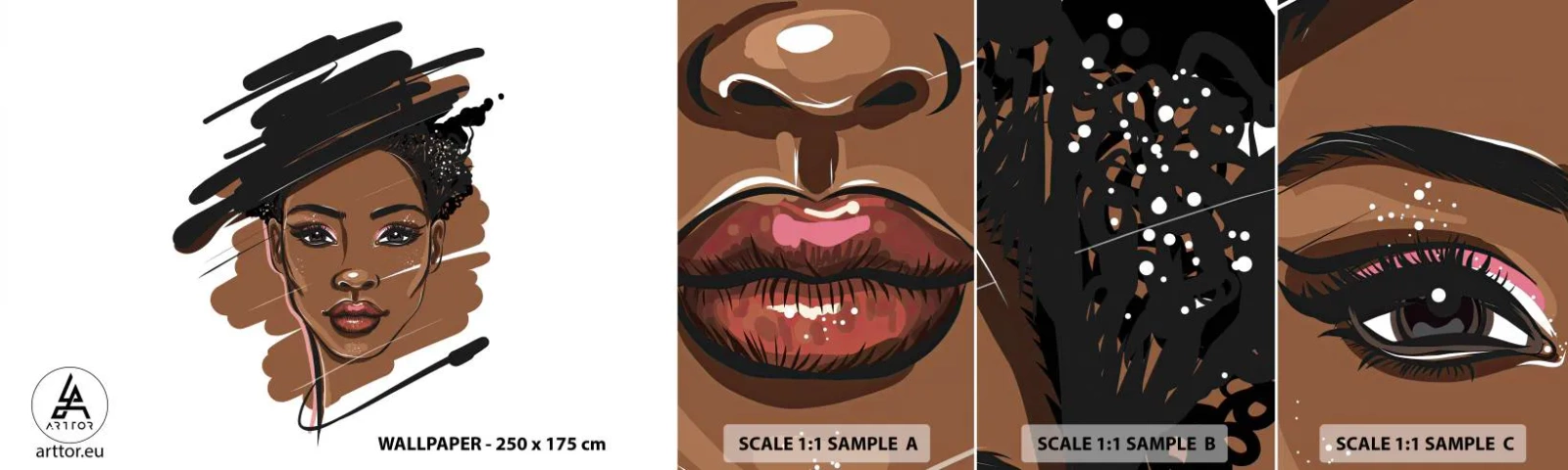 Mostră de Tapet Standard Eco - Dulce ca ciocolata - Femeie, Modă, Portretul unei femei - 100x30 cm