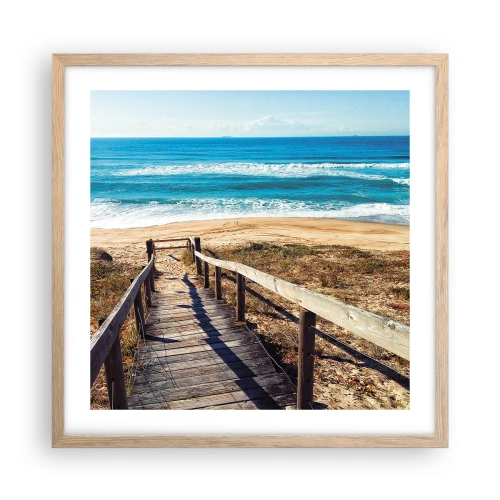 Poster în ramă de stejar deschis - Aleargă! - 50x50 cm