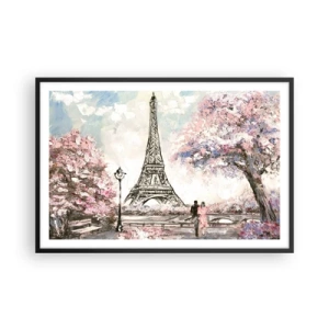 Poster în ramă neagră - Plimbare în aprilie la Paris - 91x61 cm