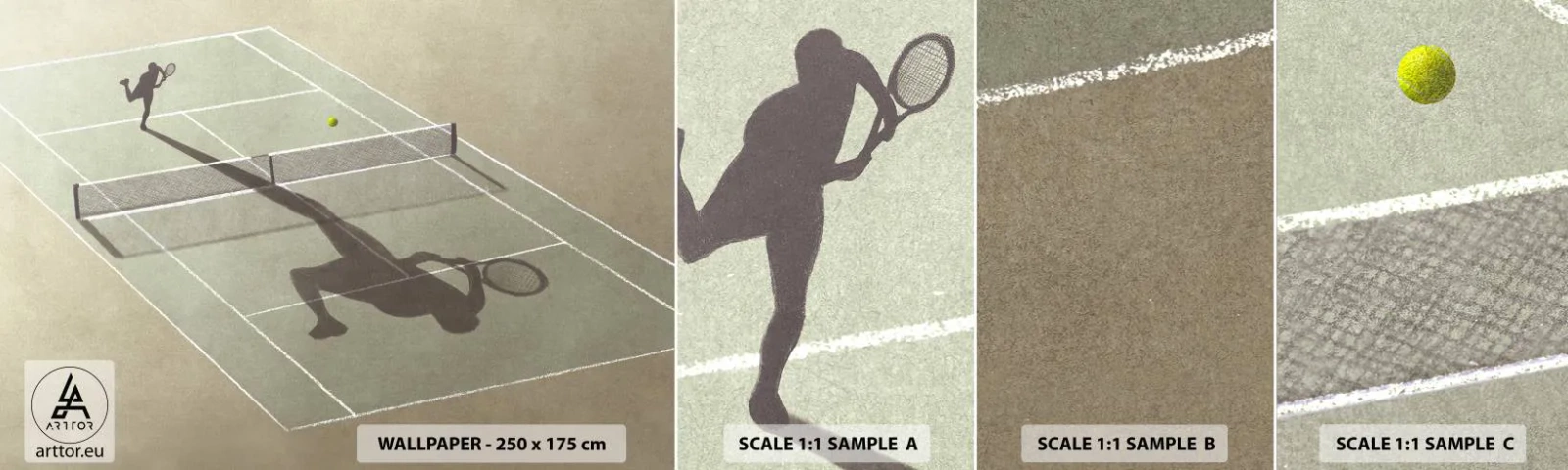 Mostră tapet autocolant Deluxe Sticker - Învinge-te pe tine însuți - Tenis, Tribunalele, Sport - 100x30 cm