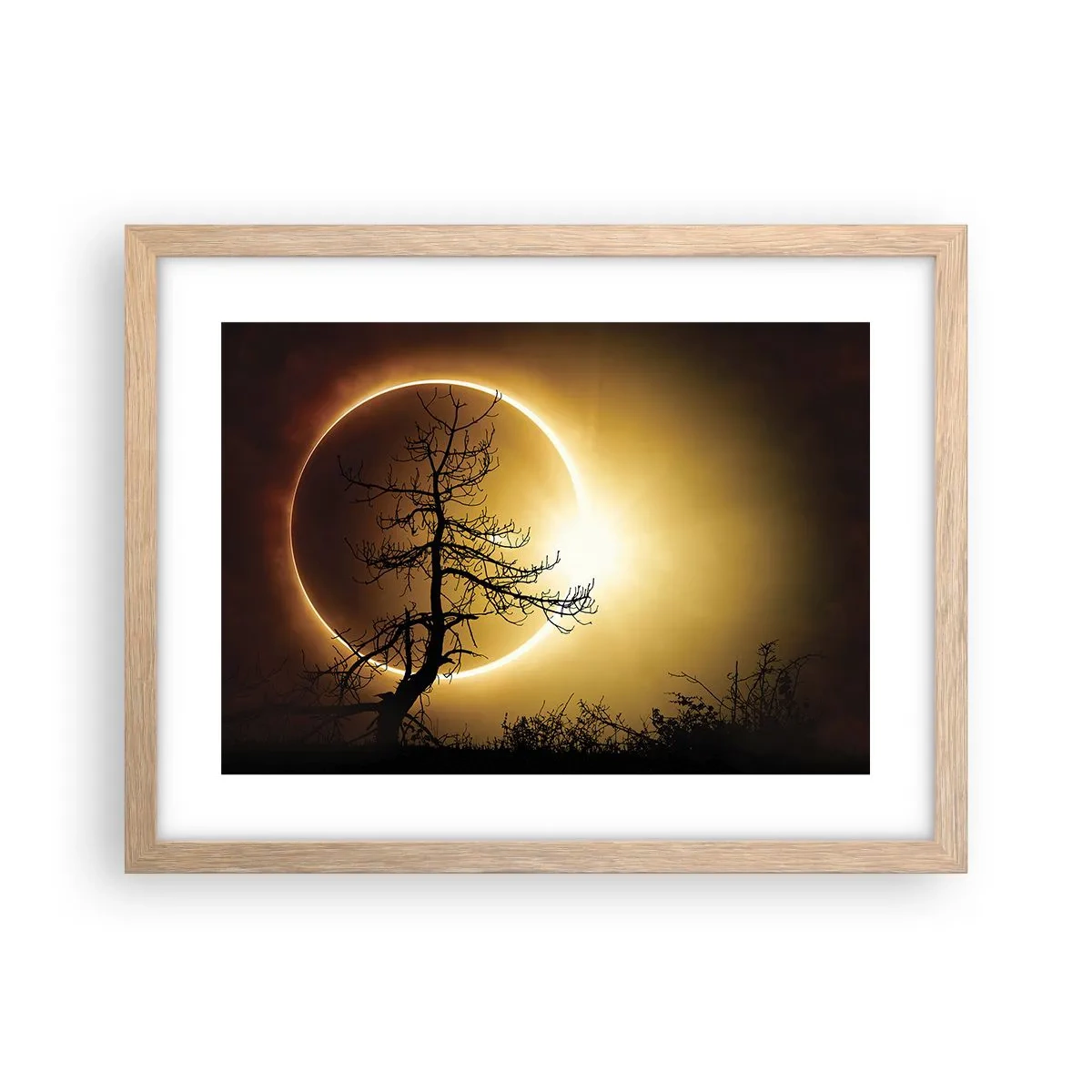 Poster în ramă de stejar deschis - Eclipsă totală - 40x30 cm