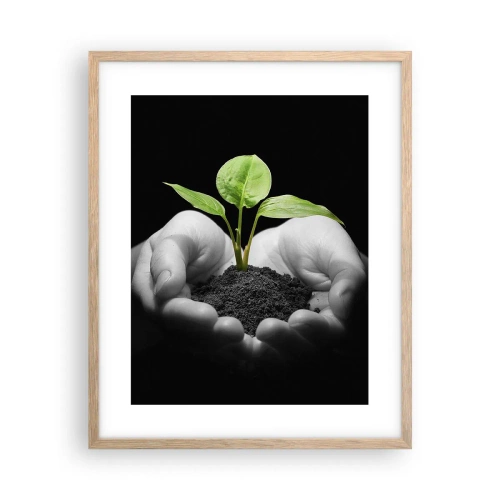 Poster în ramă de stejar deschis - Iubesc natura, o protejez - 40x50 cm