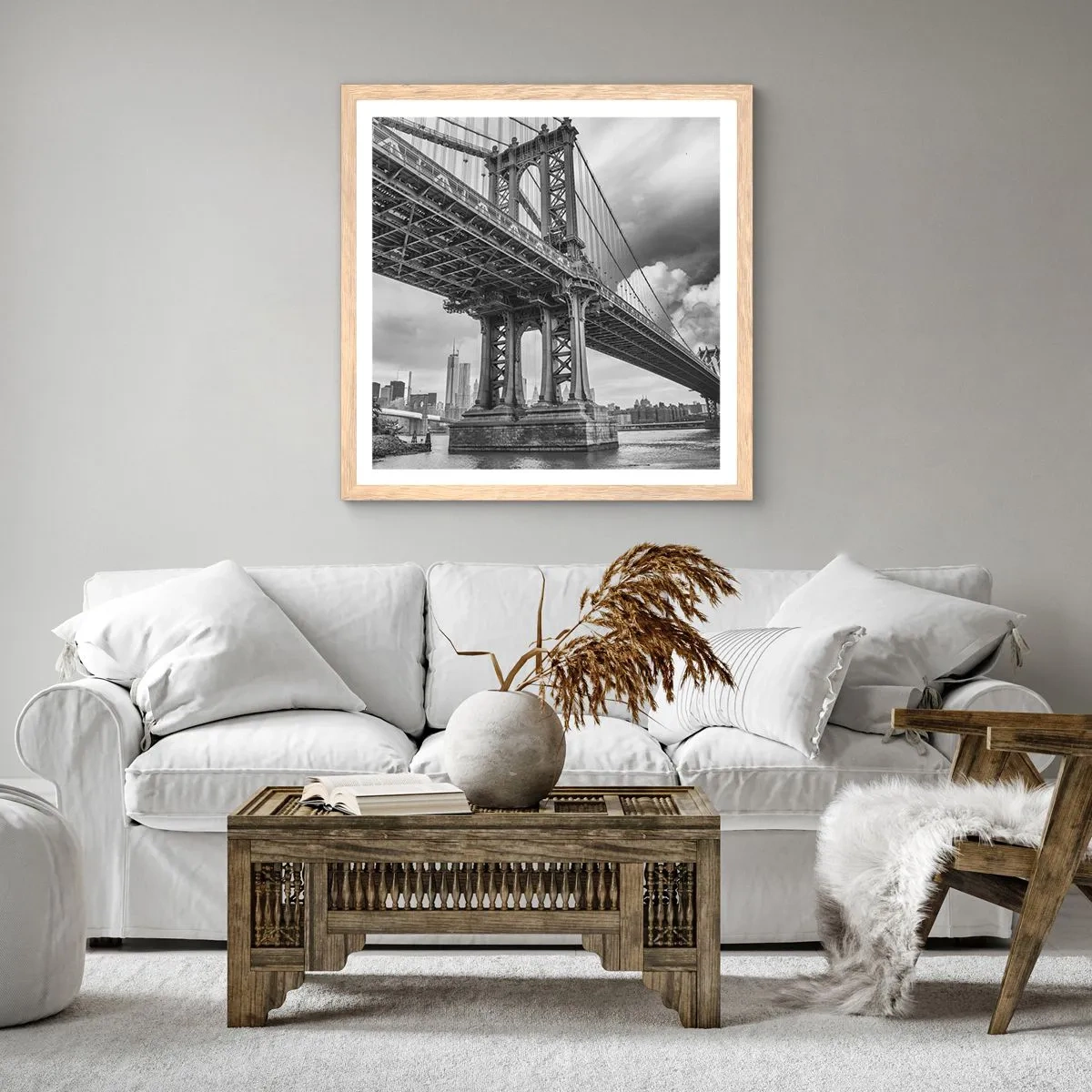 Poster în ramă de stejar deschis - Spre inima orașului - 30x30 cm