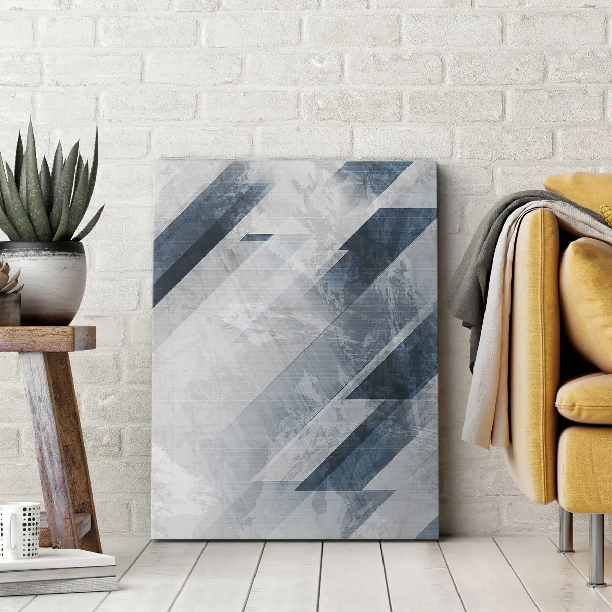 Tablou pe pânză - Compoziția spațială - mișcarea griului - 55x100 cm