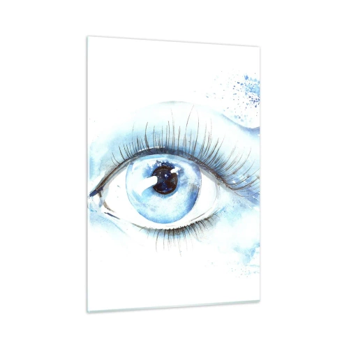 Tablou pe sticlă - Scufundă-te în albastrul privirii - 50x70 cm