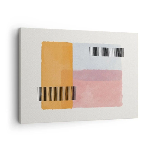 Tablou pe pânză Canvas - Geometrie în culori pastelate cu linii pe un fundal deschis - 70x50cm - Din colț în colț - Decorațiune modernă pentru perete pentru living și dormitor ARTTOR