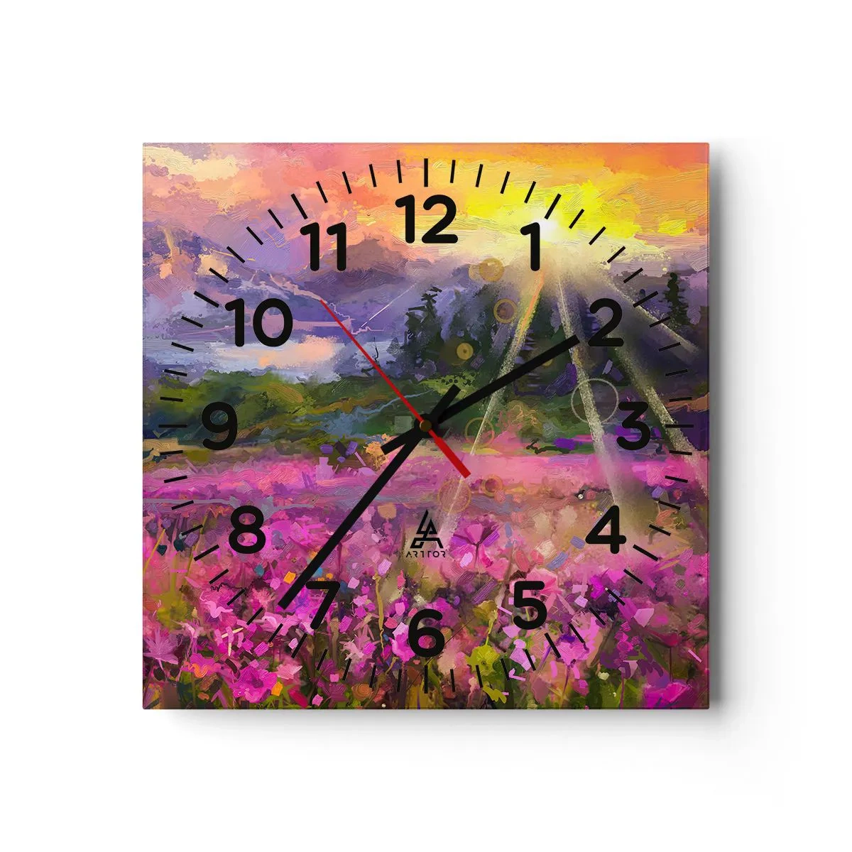 Ceas de perete - Ceas pe sticlă - Într-o vale sub protecția soarelui - 30x30 cm