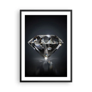 Poster în ramă neagră - Un diamant strălucitor pe un fundal întunecat care reflectă lumina - 50x70cm - Best girls friend - Decorațiune modernă pentru perete pentru living și dormitor ARTTOR