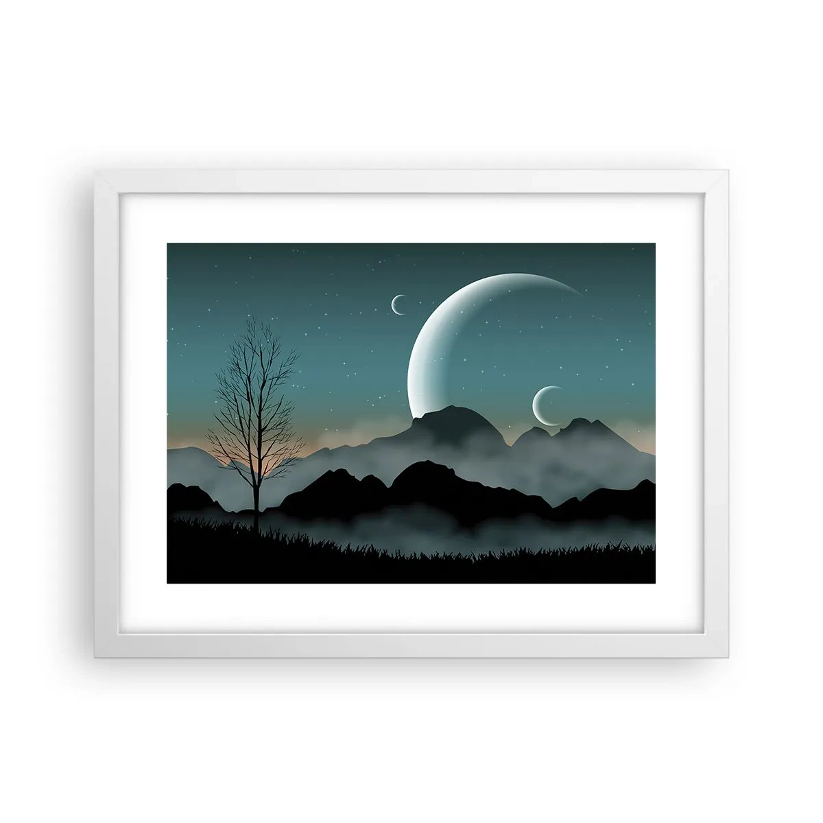 Poster în ramă albă - Carnavalul unei nopți înstelate - 40x30 cm