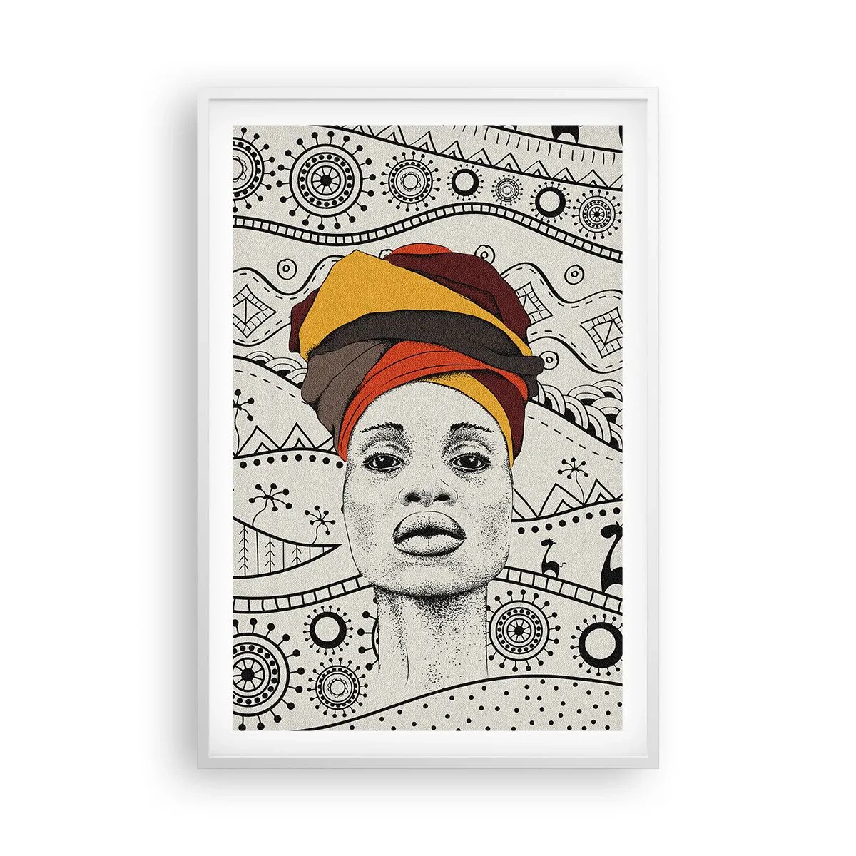Poster în ramă albă - Portret african - 61x91 cm
