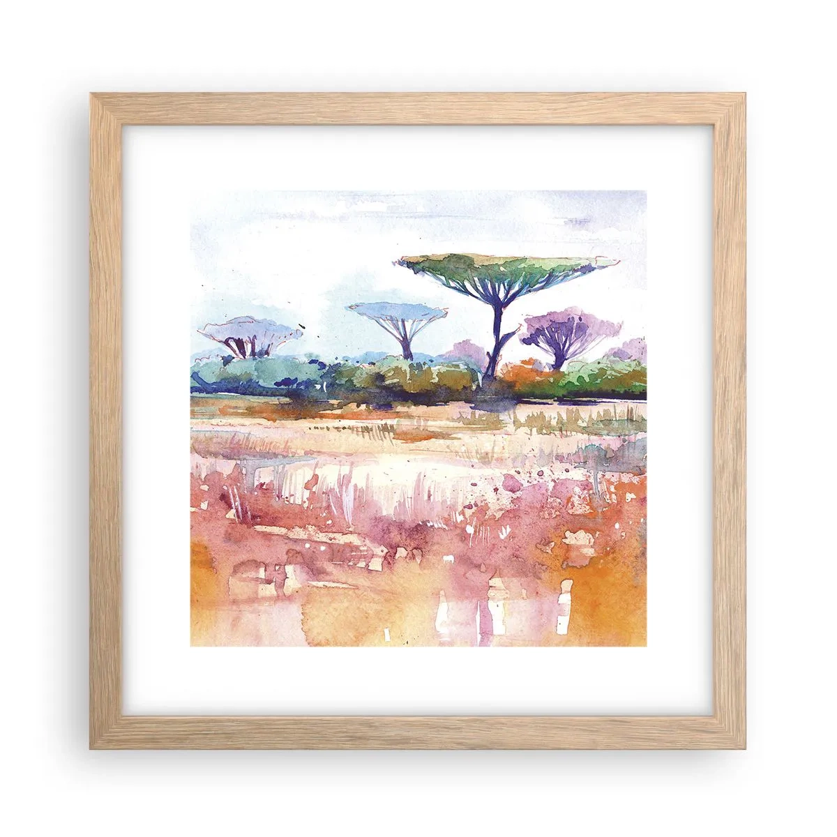 Poster în ramă de stejar deschis - Culorile savanei - 30x30 cm