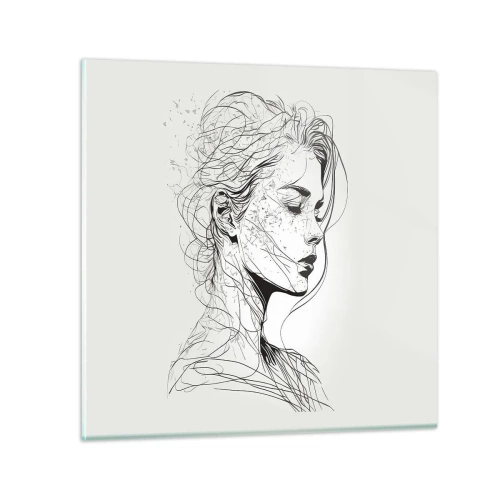 Tablou pe sticlă - Desenată cu linii - 50x50 cm