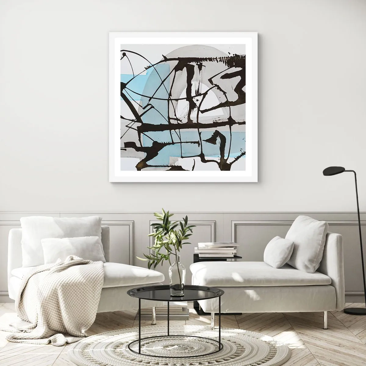 Poster în ramă albă - Cu toate acestea, albastru - 60x60 cm