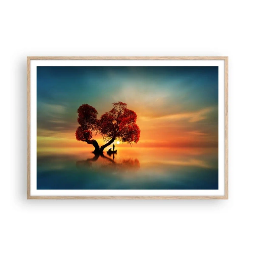 Poster în ramă de stejar deschis - Lume îndepărtată și tăcută - 100x70 cm