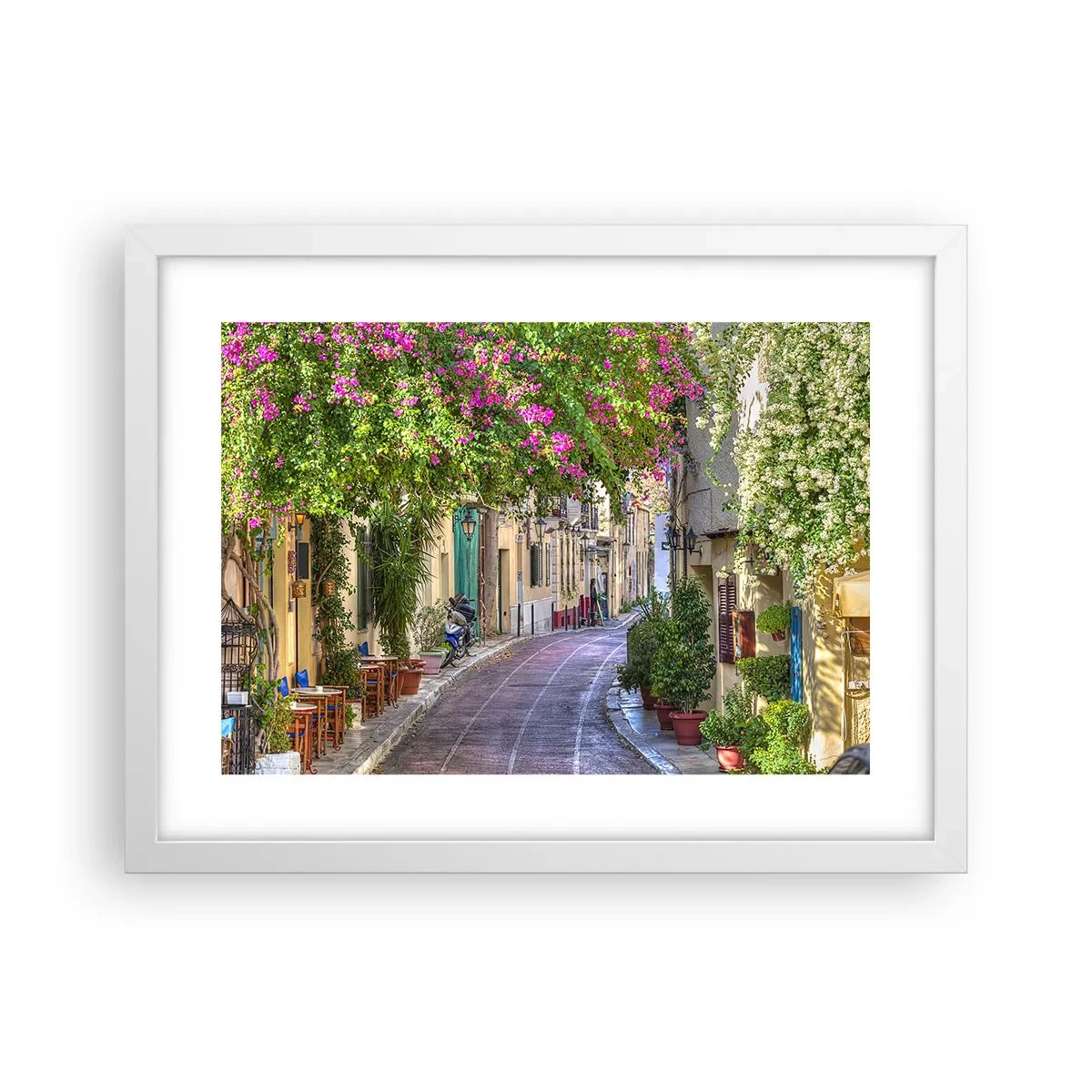 Poster în ramă albă - Alee înfloritoare - 40x30 cm