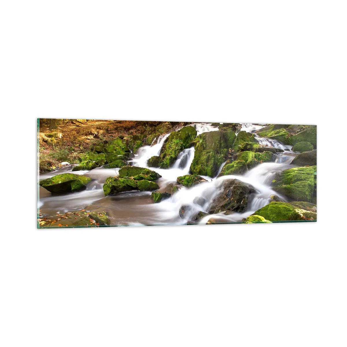 Tablou pe sticlă - Repede prin pădure de toamnă - 90x30 cm