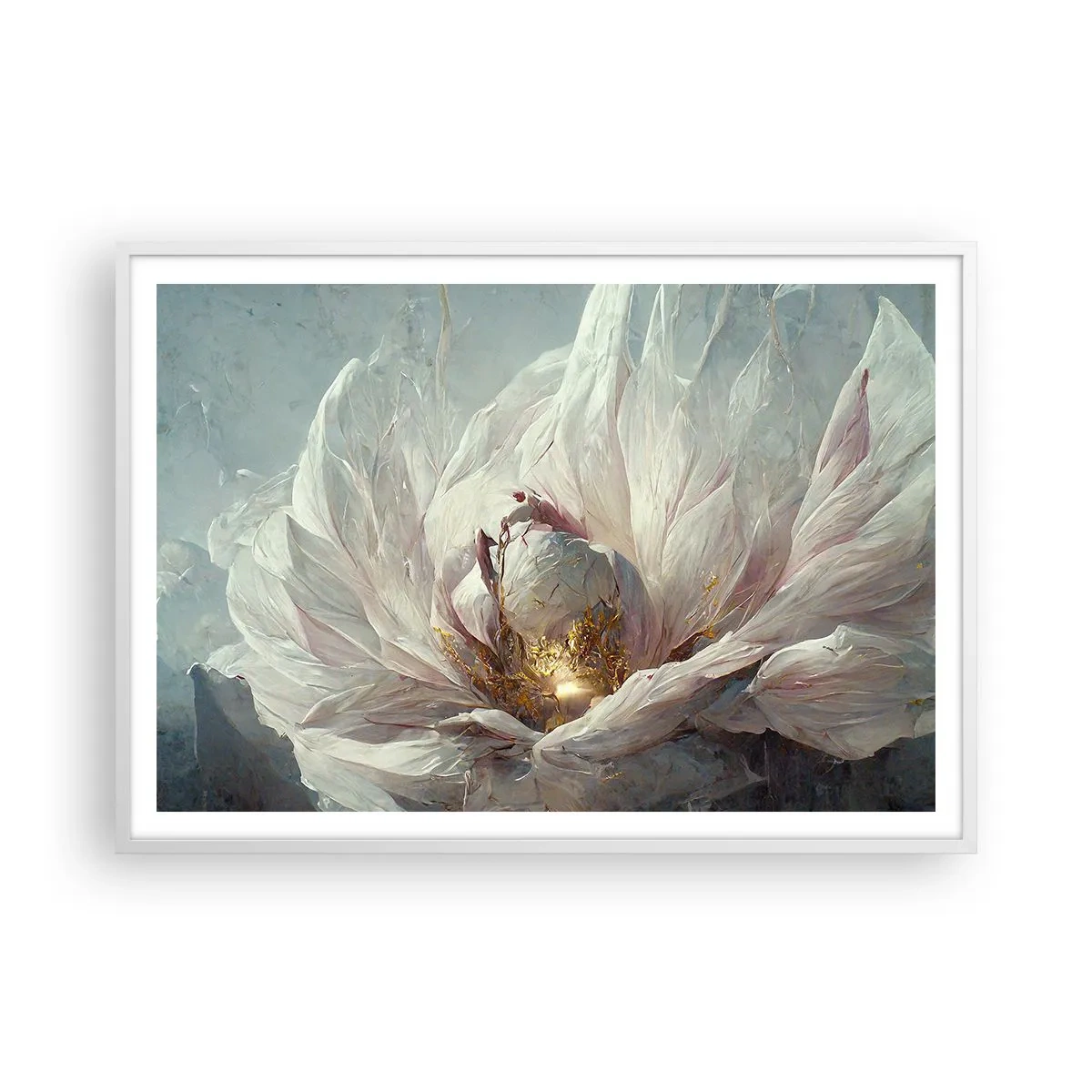 Poster în ramă albă - Înflorește o dată la o sută de ani - 100x70 cm