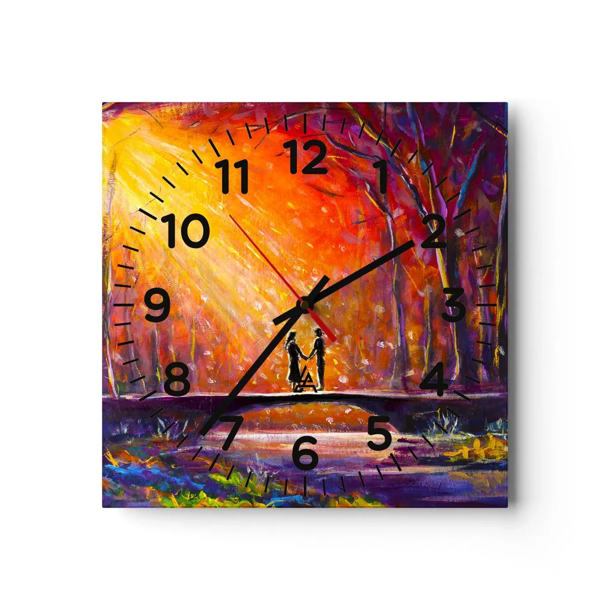 Ceas de perete - Ceas pe sticlă - Și cerul îi iubește - 40x40 cm