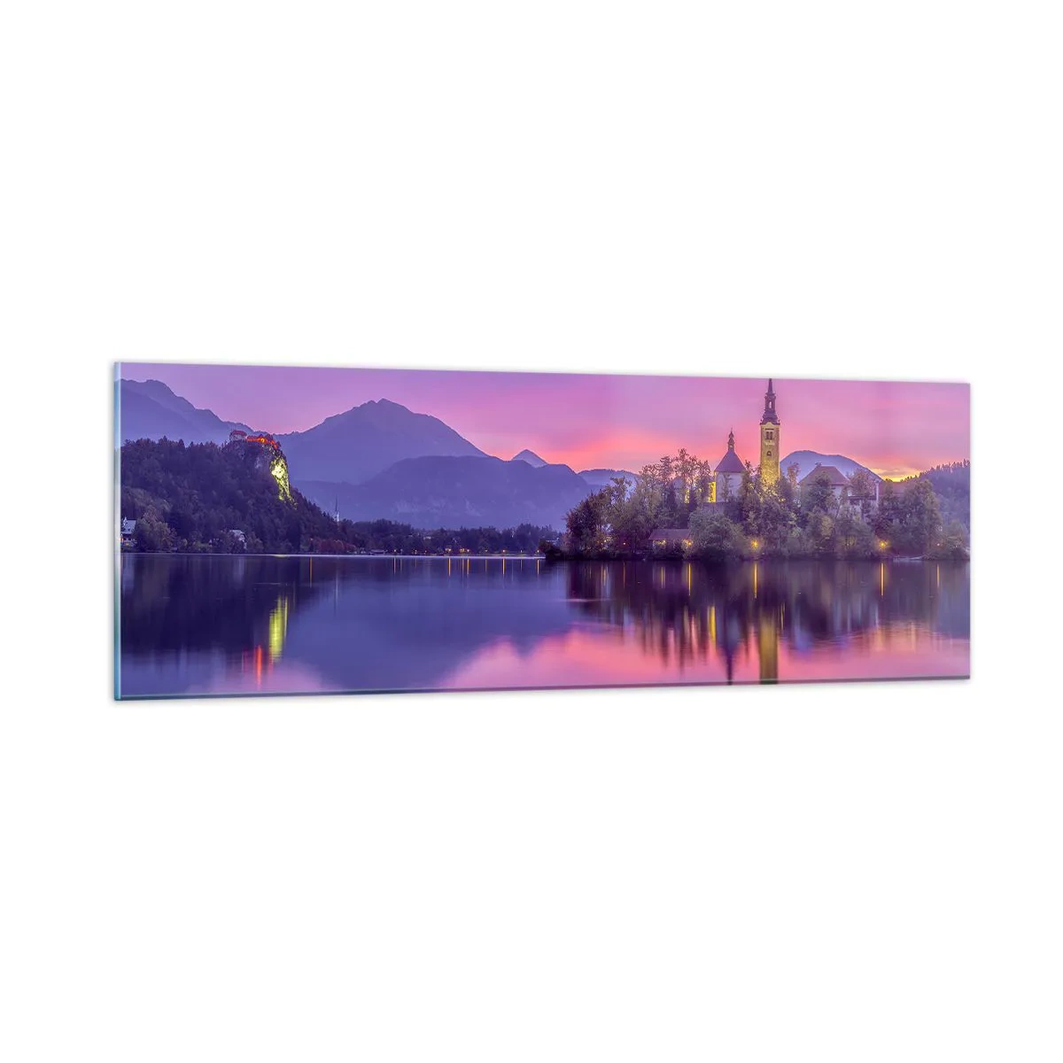 Tablou pe sticlă - Insulă de basm la apus - 90x30 cm