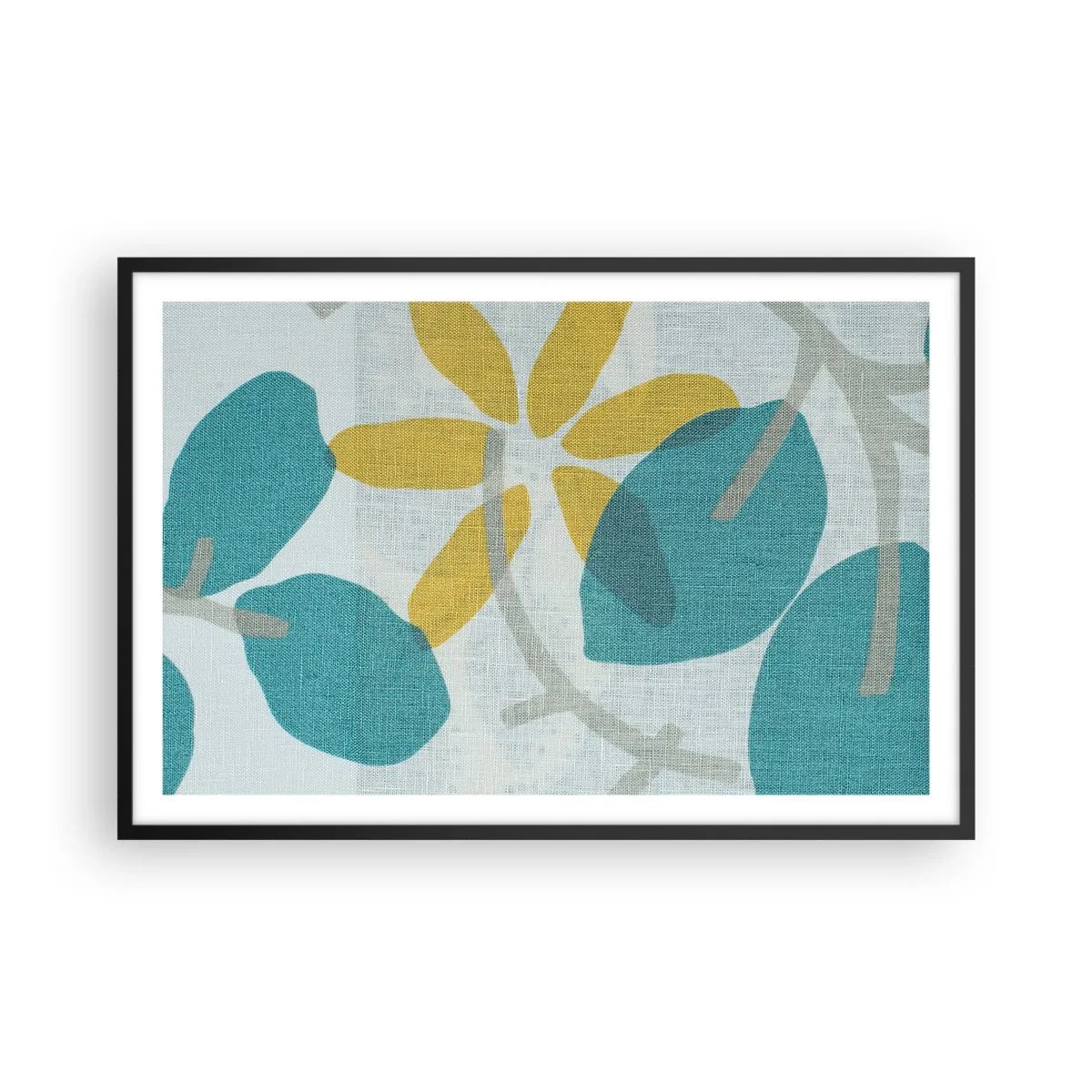 Poster în ramă neagră - Printre frunzele de azur - 91x61 cm