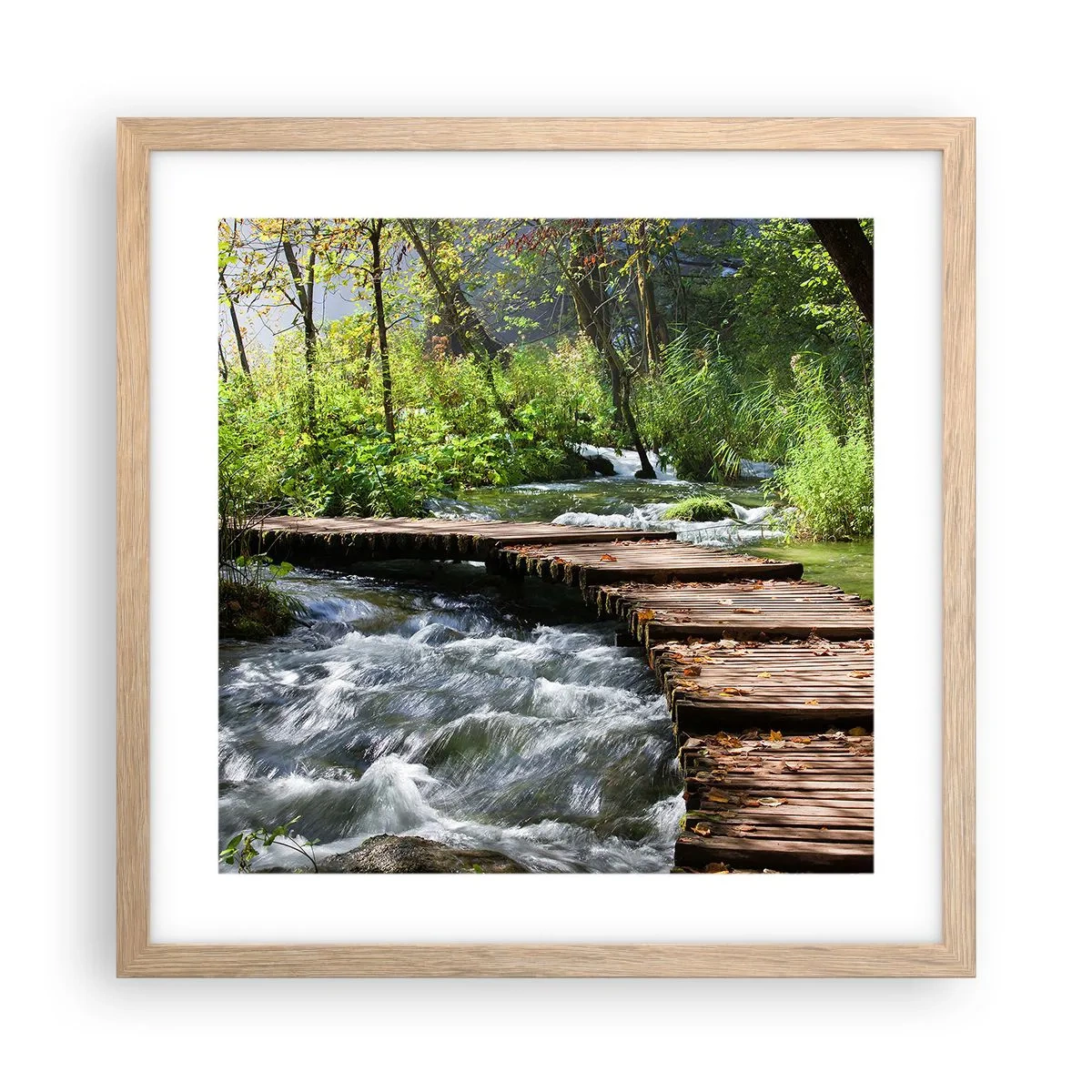 Poster în ramă de stejar deschis - Cascadă spumoasă - 40x40 cm