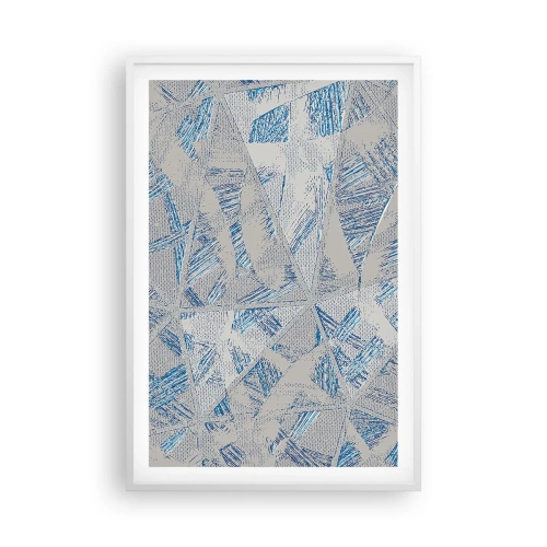 Poster în ramă albă - Într-un labirint de gri-albastru - 61x91 cm