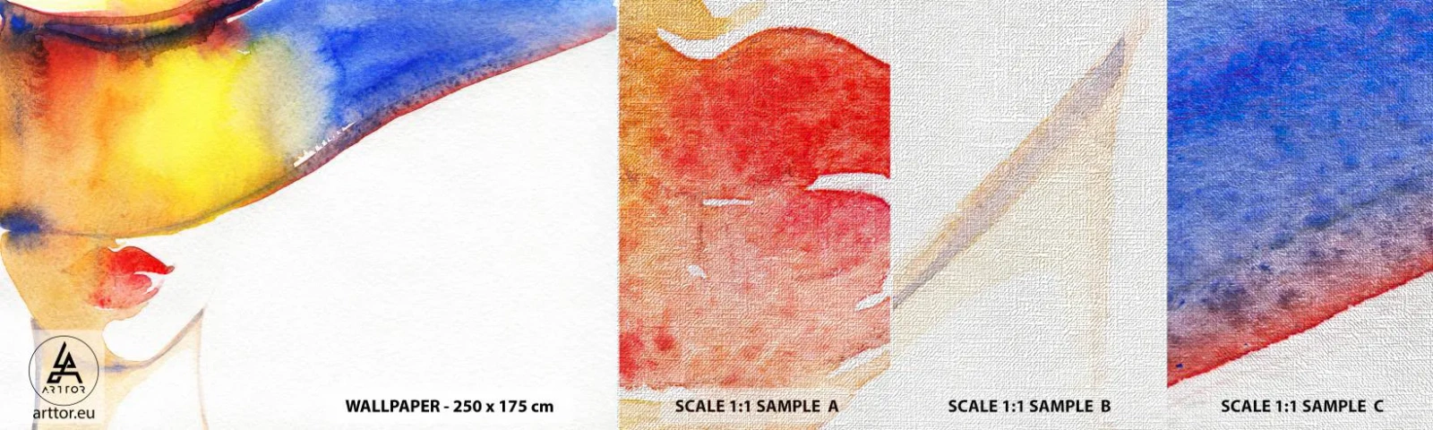 Mostră tapet Premium Canvas - Portretul unei doamne    - Abstracția, Femeie, Pălărie - 100x30 cm