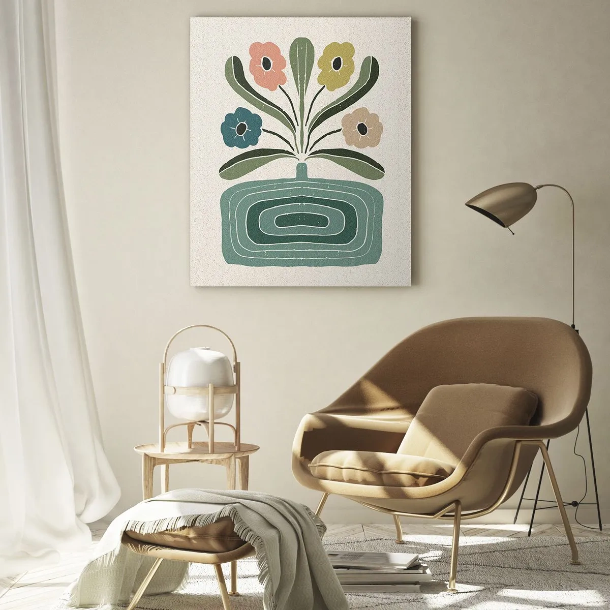 Tablou pe sticlă - Buchet simetric - 50x70 cm