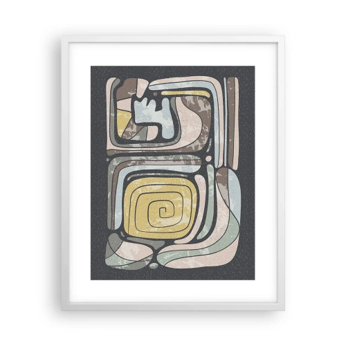 Poster în ramă albă - Abstracție în spirit precolumbian - 40x50 cm