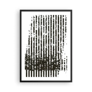 Poster în ramă neagră - Model abstract cu linii și textură - 50x70cm - Ritm și zgomot - Decorațiune modernă pentru perete pentru living și dormitor ARTTOR