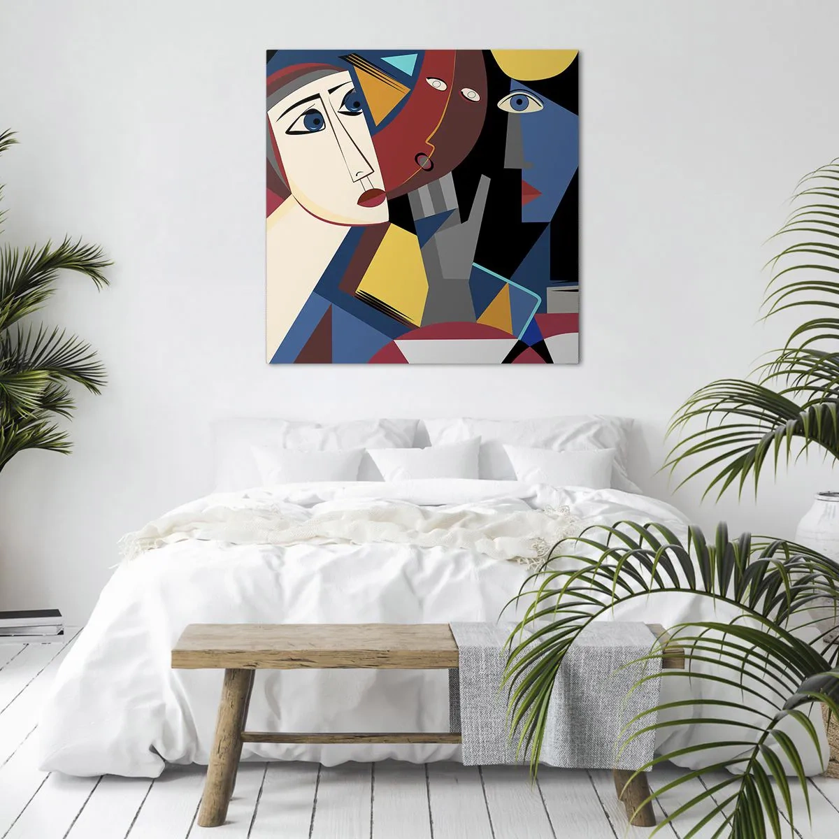 Tablou pe pânză - Discuția cubiștilor - 40x40 cm